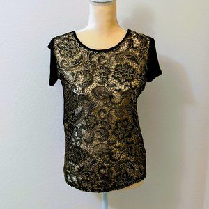Black & Gold Lace Tee